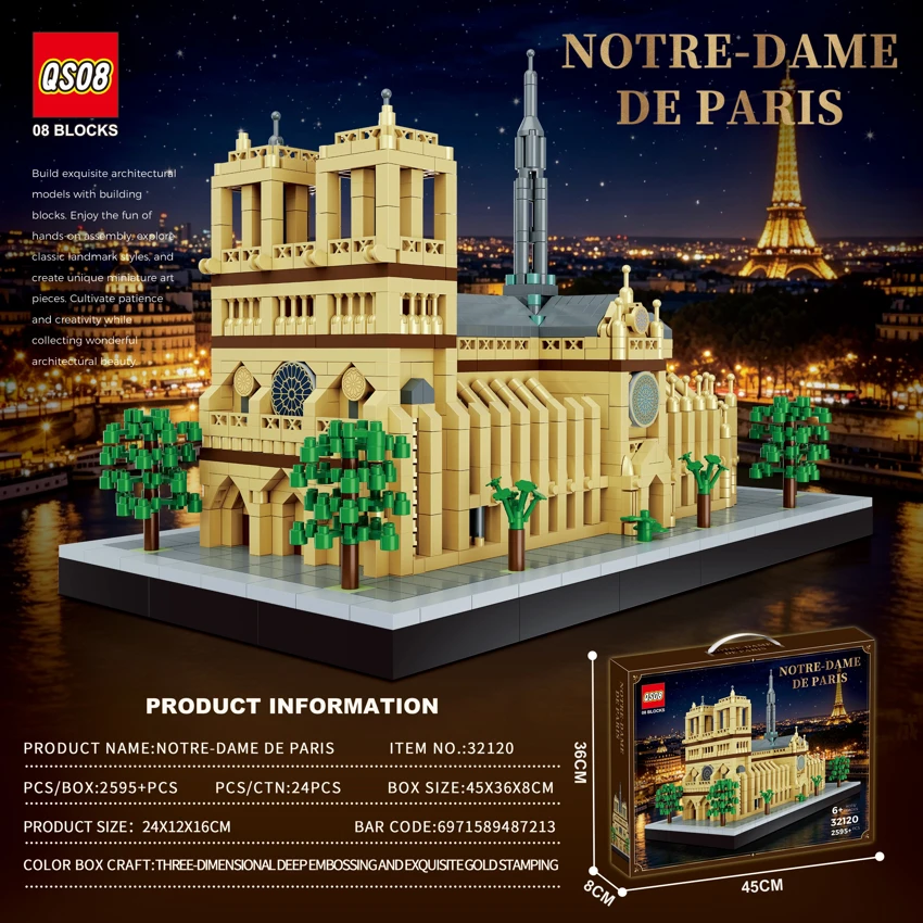 2595 + PCS baru butiran berlian mikro Notre Dame perhimpunan blok set (kotak warna menggunakan penyemprotan indah dan stereo mendalam berukir rawatan)