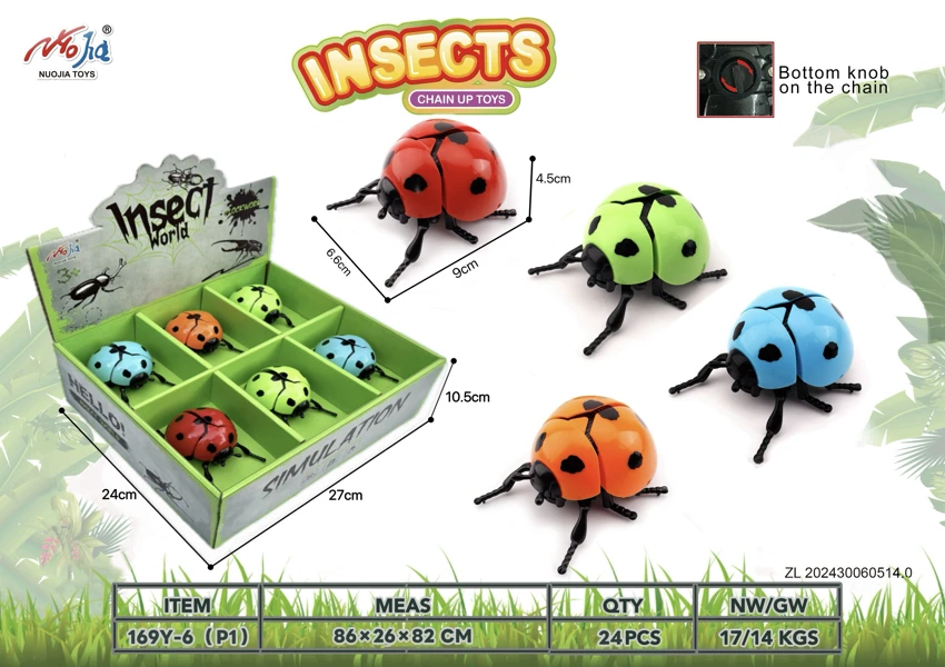 12 paket.        Rantai atas Clockworm Ladybugs