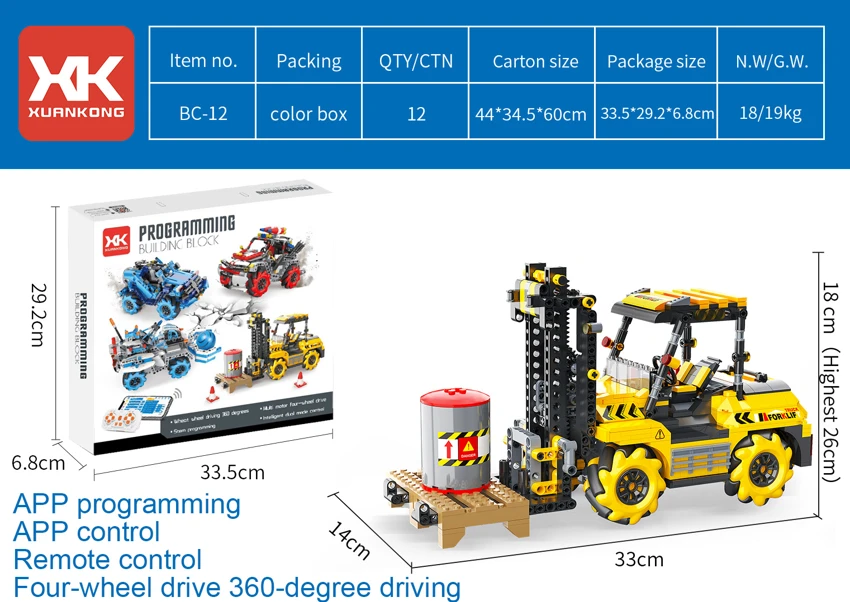 Programmable Building Blocks - Mecanum Wheel Forklift