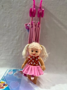 10-inch Printed-Eye Doll with Stroller