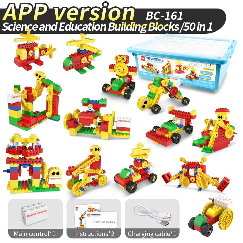 Programmable DIY Electric Gear Science Building Blocks (50-in-1)