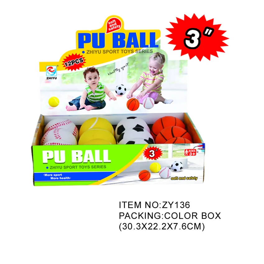 3 inci PU bola kaki / keranjang / jaring / bisbol empat campuran<br/>(12 kapsul / kotak pameran) (12 kapsul / kotak pameran) (12 kapsul / kotak pameran)
