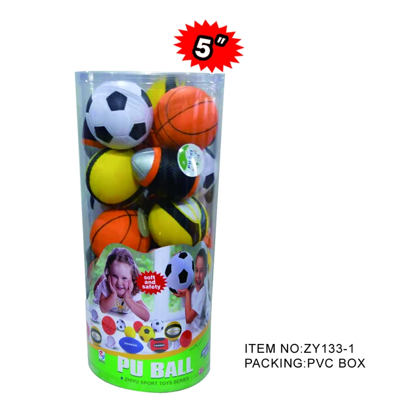 5 inci PU bola keranjang / kaki / bola sepak / bola keranjang baru empat campuran <br/>(24 kapsul / tong PVC)