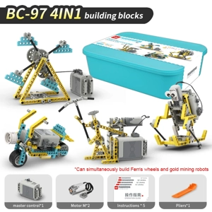 4-in-1 Programmable Science Building Blocks (Mining Robot, Ferris Wheel, Ski Robot, Motorcycle)