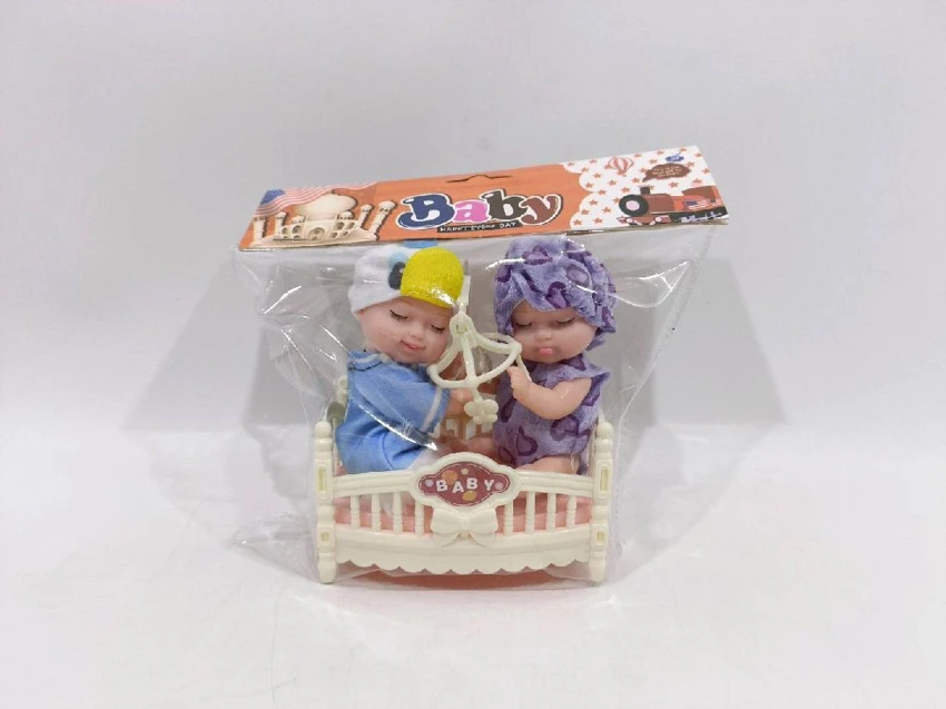4-inch Sleeping Doll with Baby Crib 2-Doll Pack