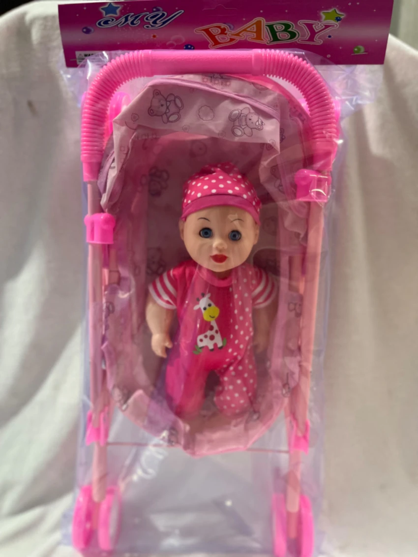 New 14-inch Bent Leg Boy Doll with Metal Car