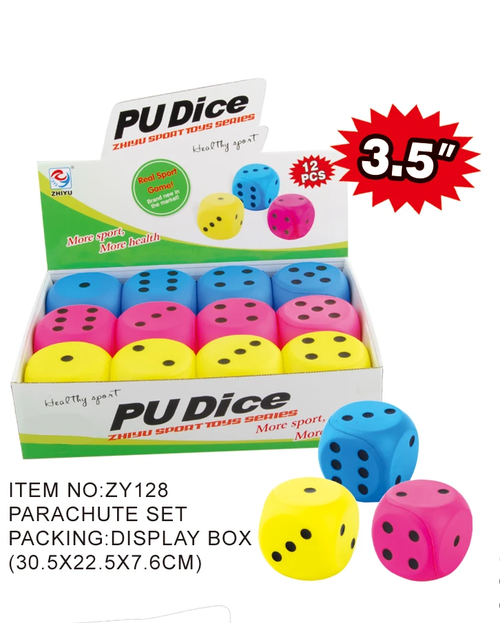 ลูกเต๋า PU ขนาดใหญ่ 3.5 นิ้ว <br/>(12 แคปซูล / กล่อง)