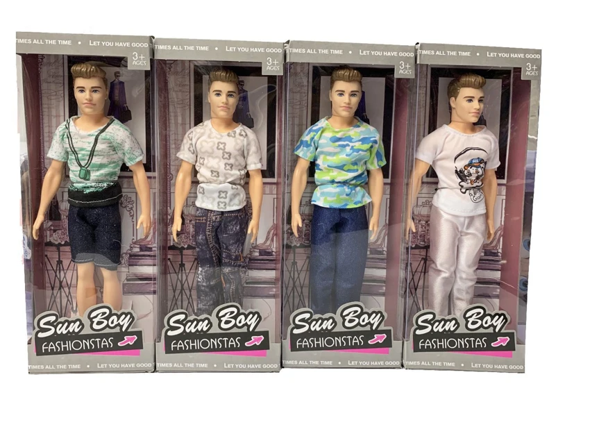 11-inch window box solid body fashion male Barbie, 4 styles mixed pack