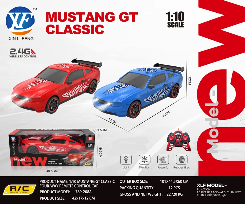 1:10 Classic Mustang GT 4CH Remote Control Car (With Front Light)