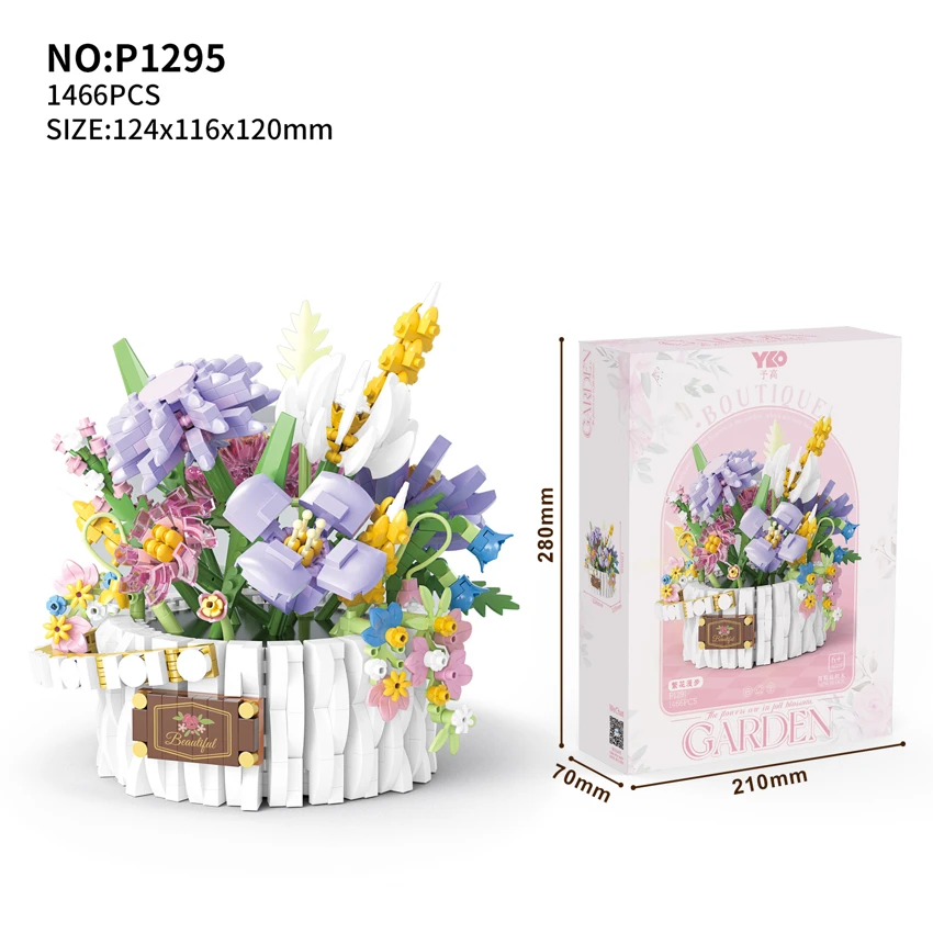 - กระเช้าดอกไม้แบบพกพาแบบกลม + ไฟ (1466 ชิ้น)