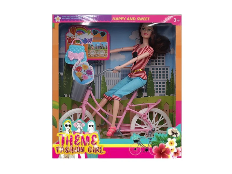 High-end 11.5-inch 11-joint solid body bicycle theme fashion doll with accessories