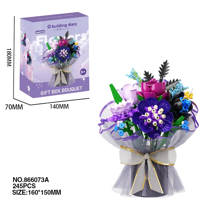 Bouquet · Star River Purple Rose (With Ribbon + Gauze Flower Material)