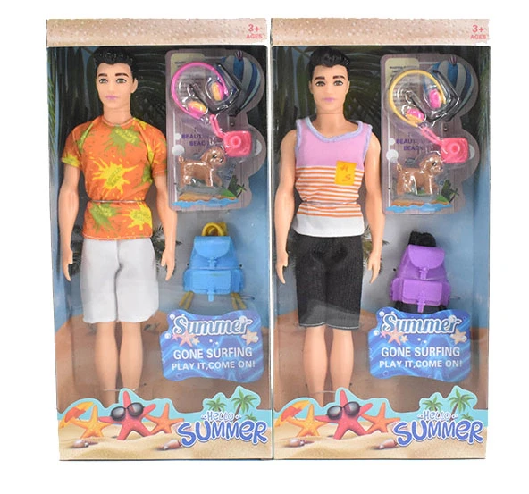 11.5-inch summer swimsuit solid body male Barbie with earphones, pet, camera and backpack