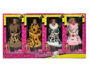 Premium 11.5-inch solid body 9-joint woolen coat Barbie with earrings, 8PCS