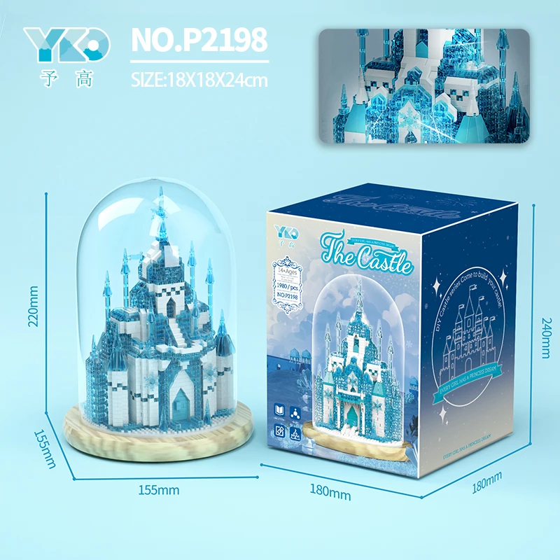 Dream Ice & Snow Castle (With Transparent Cover + Wooden Base + Light)
