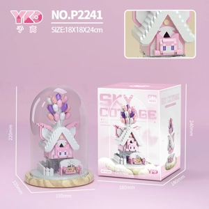 Pink Bell Flying House (dengan penutup transparan + dasar kayu)