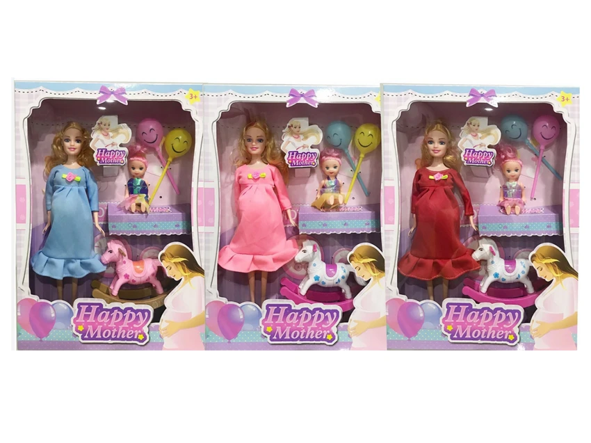 11.5-inch solid body pregnant doll with 3-inch solid body Kelly doll and accessories