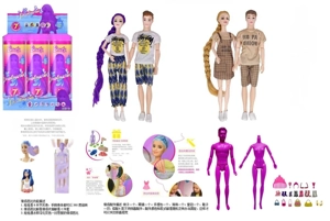 11.5-inch 11-joint Solid Body Bath Salt Doll. Equipped with 6 kinds of assorted surprise accessories, 360° rotatable, 4 styles random mixed pack, 6PCS