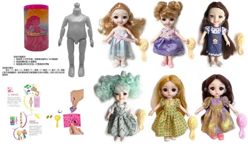 Boneka garam mandi terbaru 6,5 inci 12 sendi 6D boneka mata yang indah dengan 6 aksesori kejutan yang berbeda