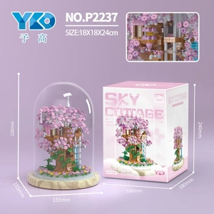 Rumah pokok sakura (dengan penutup telus + asas kayu + lampu)