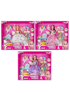 XD002A9, tidak melanggar 11 inci tubuh padat 12 sendi tubuh Barbie menggantung bunga dengan paku telinga dengan aksesoris anjing plastik dengan balon dengan cahaya musik (3 campuran)