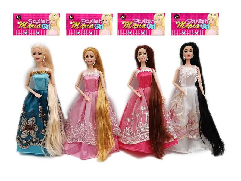 Baru premium 11.5 inci padat rambut panjang sendi Puteri gaun Barbie empat campuran rawak