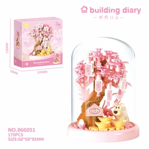 Golden Cherry Blossom Fortune (With Transparent Cover + Pink Base) 170PCS