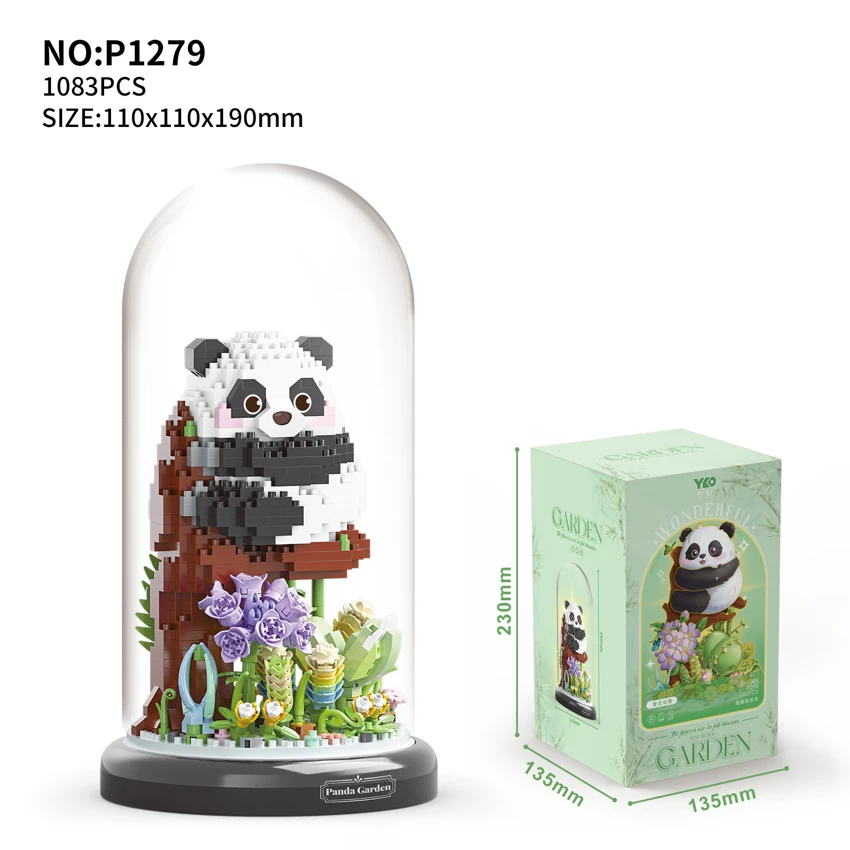 Panda Garden - Tree Hug + Transparent Cover + Black Base (1083PCS)