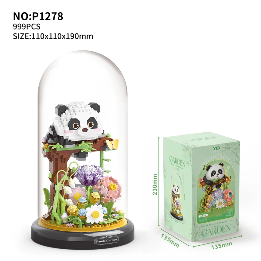 Taman Panda - memanjat pokok + penutup telus + asas hitam (999PCS)
