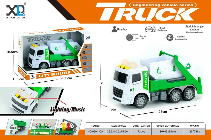 European Cab: Arm Lift Garbage Truck (Sound & Light)