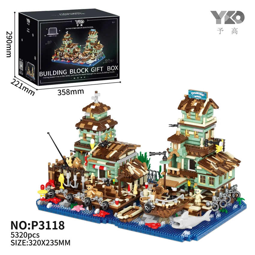 Street View Beachside Boat House Kombinasi + Set Tutup Tampilan Anti Debu Transparansi (5320pcs)
