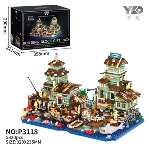 Street View Seaside Boat House Set + Transparent Dustproof Display Cover Set (5320PCS)