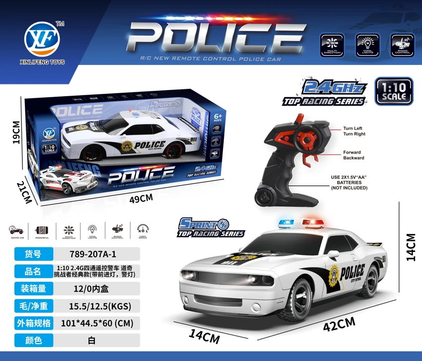 1:10 2.4G 4 Way Remote Control Dodge Challenger Classic (dengan lampu ke hadapan, lampu amaran)