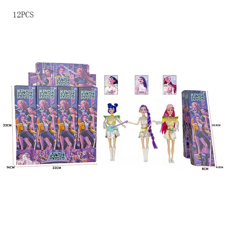 Witch Hunter Girl Group K-POP, equipped with guitar, hat, microphone and earphone, 11-inch 12-joint solid body, blind box packing, 12PCS