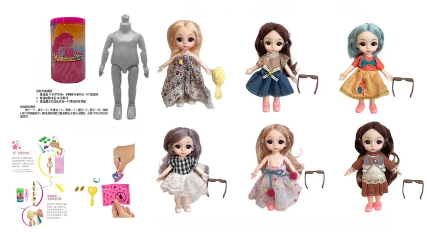 ตุ๊กตาเกลืออาบน้ํา ใหม่ล่าสุด 6.5 นิ้ว ตัวทึบ 12 ข้อ 6 มิติ ตุ๊กตาตาจริง สวยงาม พร้อมอุปกรณ์เสริมเซอร์ไพรส์ 6 แบบ