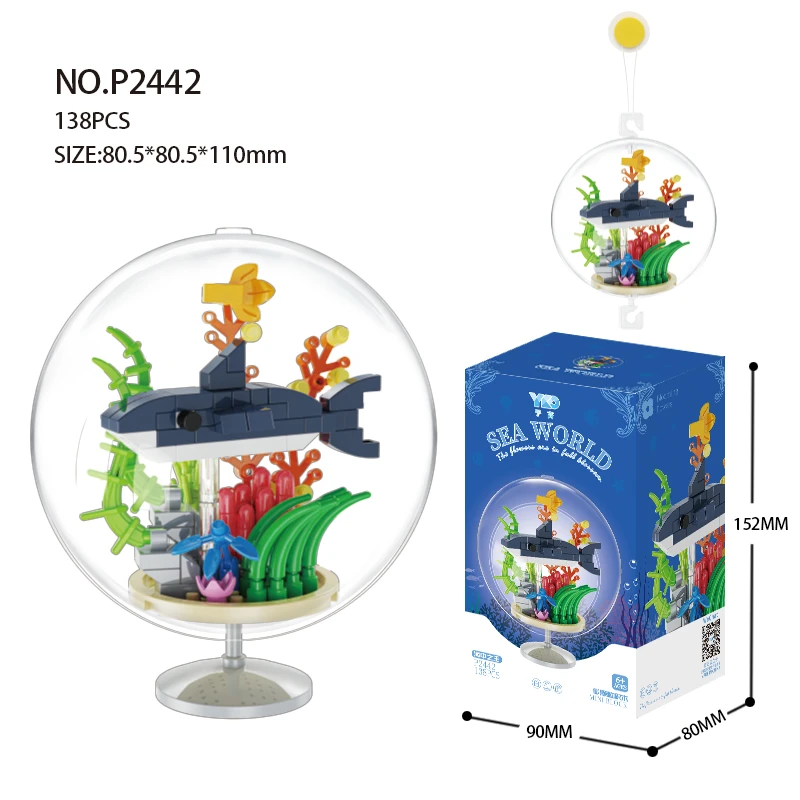 ฉลาม<br/>พร้อมอุปกรณ์แขวน ลูกใส + ฐาน (138 ชิ้น)