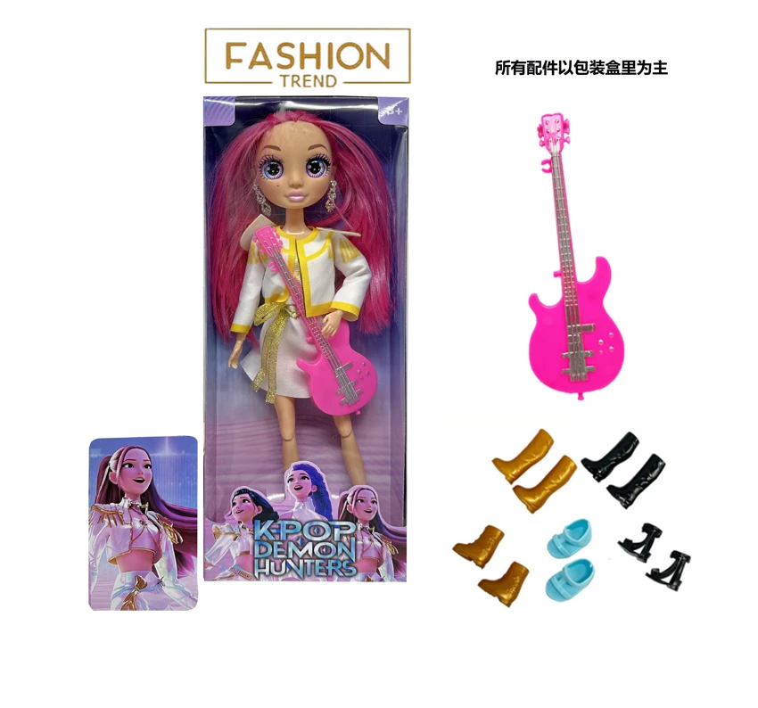 K-POP Rainbow Hunt seri 1 - to - 1 12 inci 12 sendi tubuh padat kaca mata nyata kejutan boneka penyihir dengan anting-anting dengan gitar dengan kartu emas mink satu