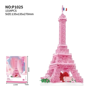 Menara Paris merah jambu telus dengan tali lampu (1314PCS)