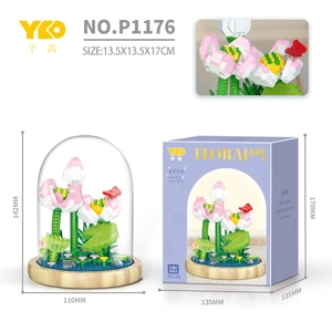Midsummer Pink Lotus (With Transparent Cover + Wooden Base)