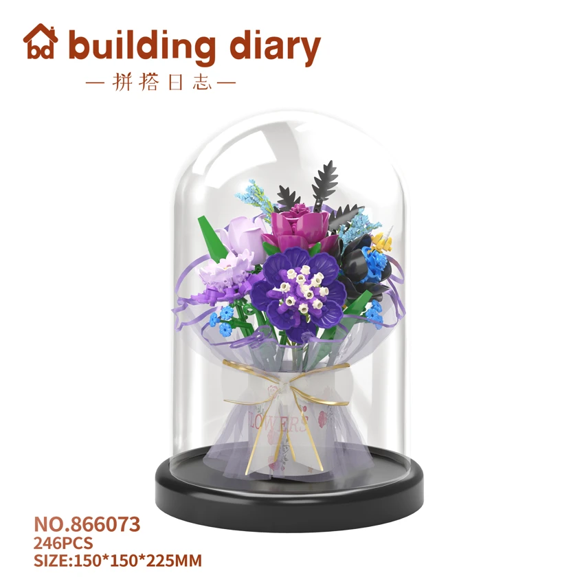 Bunga bunga * Star River Purple Rose (dengan penutup telus + riben + jaring bunga)