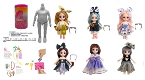 Boneka garam mandi terbaru 6,5 inci 12 sendi 6D boneka mata yang indah dengan 6 aksesori kejutan yang berbeda