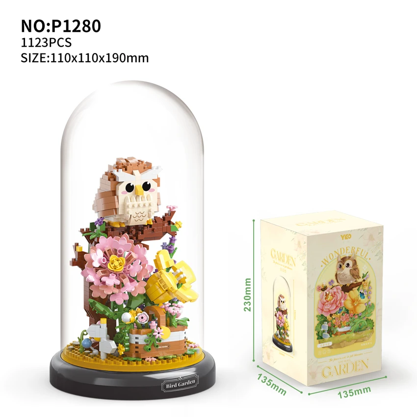 Taman burung hantu + penutup telus + asas hitam (1123PCS)