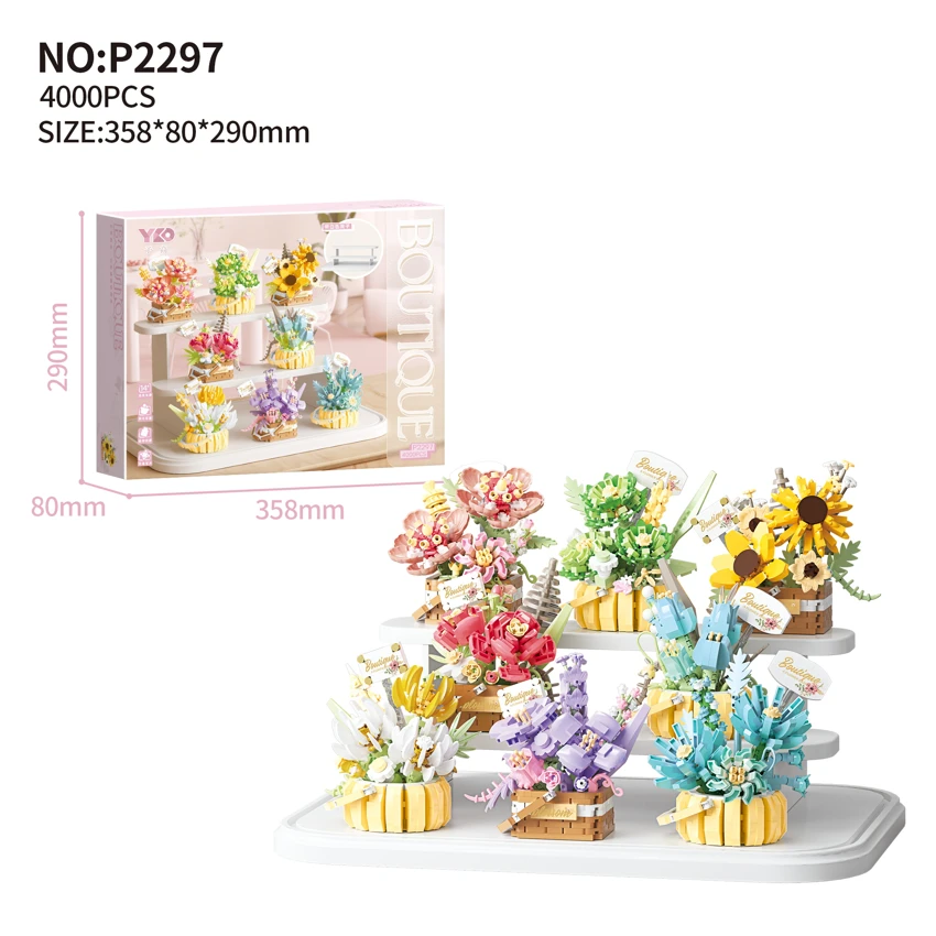 Flower Basket Set - 8 Styles Full Set With 3-layer Display Rack (4000PCS)
