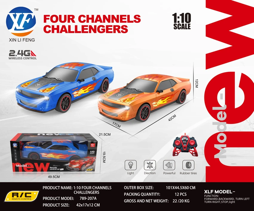 1:10 Dodge Challenger Classic 4 Way Remote Control (dengan lampu hadapan)