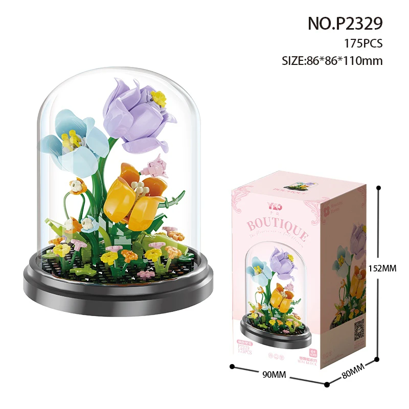 Bunga yang berwarna-warni<br/>(dengan penutup telus + asas hitam) 175PCS