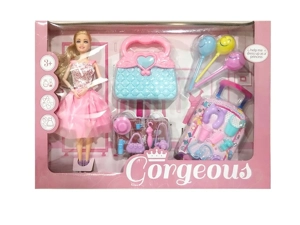 11.5-inch 9-joint solid body Barbie with stroller, balloon, fashion travel bag and handbag