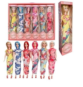 Gaun padat 11,5 inci kelas atas Barbie 6 12PC dicampur