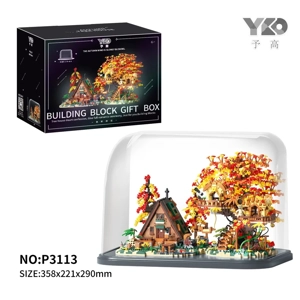 Rumah pokok hutan musim luruh + set penutup paparan tahan debu telus (dengan lampu)