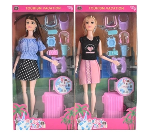 Summer swimsuit 11.5-inch 12-joint solid body female Barbie with swimming plastic accessories and travel suitcase