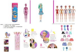 11.5-inch solid body bath salt doll, equipped with 5 different surprise accessories, 360掳 rotatable